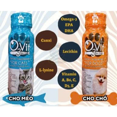 (Chai 50ml) O3VIT – TĂNG THÈM ĂN • TĂNG ĐỀ KHÁNG • HỖ TRỢ TIÊU HÓA • ÔMEGA-3 & VITAMIN CHO CHÓ & MÈO