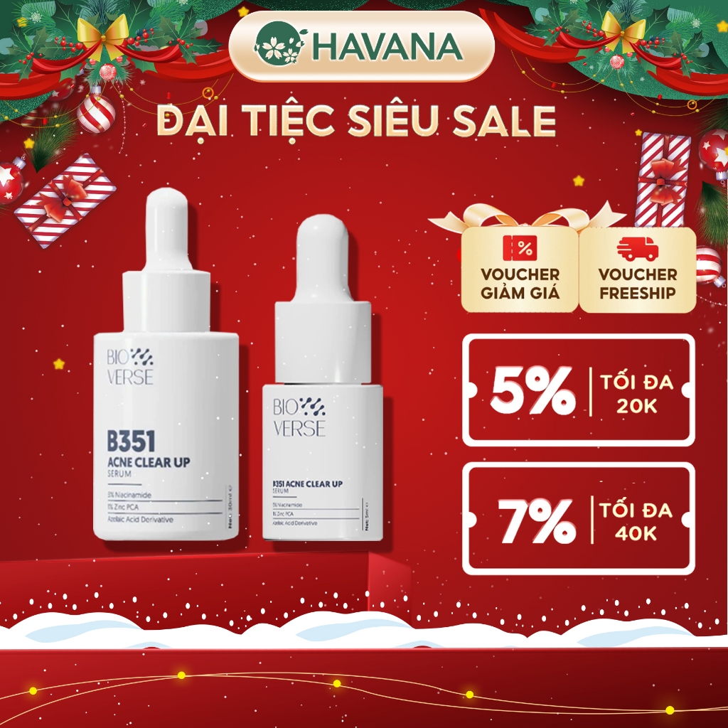 Tinh chất Bioverse B351 Acne Clear up Niacinamide 5% + Zinc 1% hỗ trợ giảm mụn hiệu quả