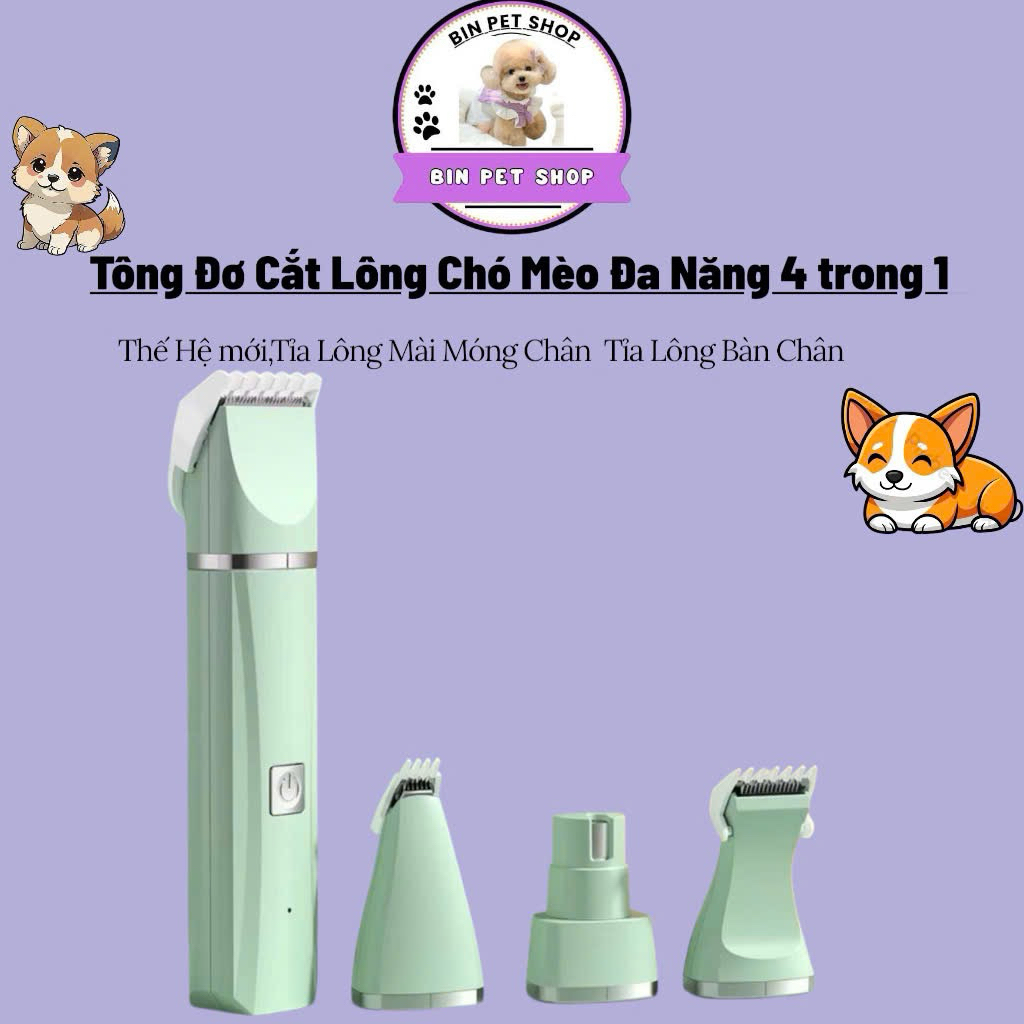 Tông Đơ Cắt Lông Chó Mèo Đa Năng 4 trong 1 Thế Hệ mới,Tỉa Lông Mài Móng Chân  Tỉa Lông Bàn Chân
