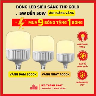 Bóng đèn led THP Gold ánh sáng vàng 50w 40w 30w 20w 10w 5w  bóng led 3000K 4000W Siêu Sáng tiết kiệm điện 