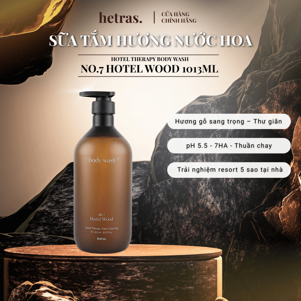 Sữa tắm Hetras Hotel Therapy Body Wash - No.07 Hotel Wood 1013ml