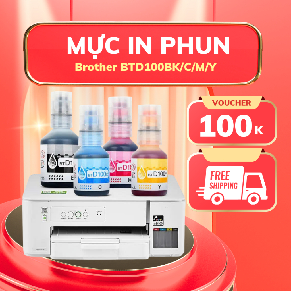 Bộ mực in phun Brother BTD100BK + BTD100C/M/Y | Dùng cho DCP-T230/T430W/T530DW/T730DW/T830DW