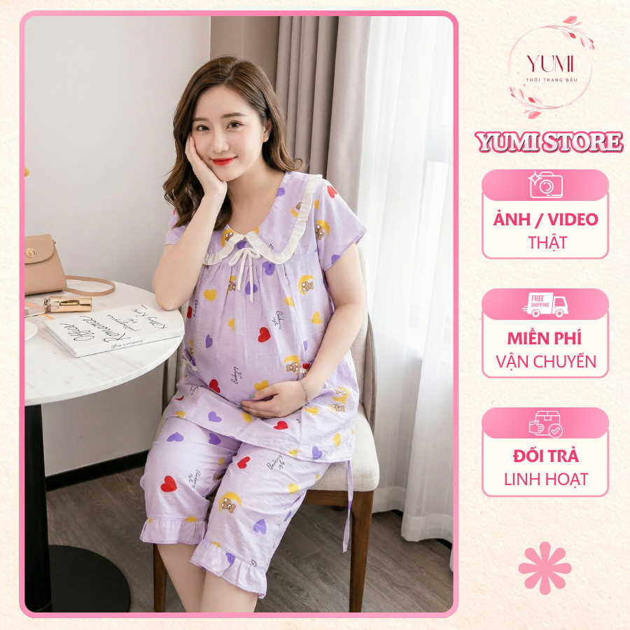 Đồ Bộ Bầu Lụa Mango Thoáng Mát Năng Động Cho Các Mom-YUMI STORE