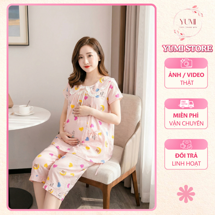 Đồ Bộ Bầu Lụa Mango Mát Mẻ Cho Các Mom - YUMI Store