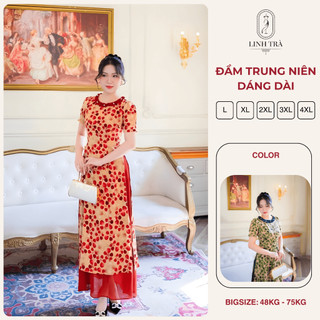 Đầm Trung Niên [Linh Trà] (LT 4155) Đầm Dự TIệc Vải Lụa Thoáng Mát Phù Hợp Cho Các Dịp Quan Trọng