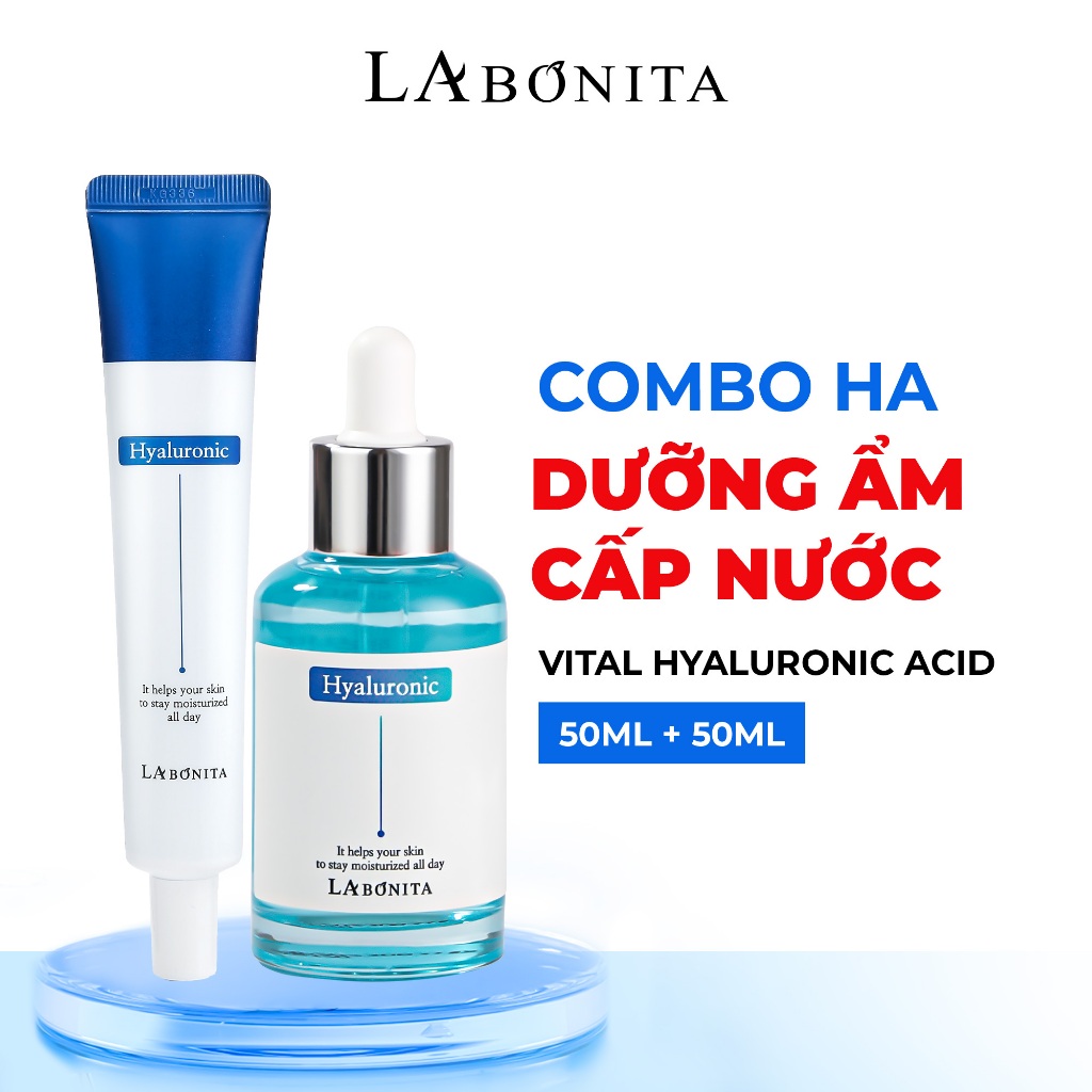 COMBO Serum HA & Kem LaBonita Vital Hyaluronic Acid 50ml - Bộ Đôi Hỗ Trợ Dưỡng Ẩm, Làm Dịu Da, Tăng 