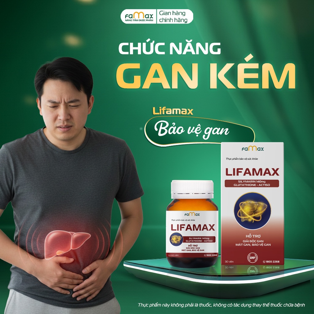 [Famax] Giải Độc Gan Lifamax Dành Cho Người Chức Năng Kém - TPBVSK Hộp 30 Viên