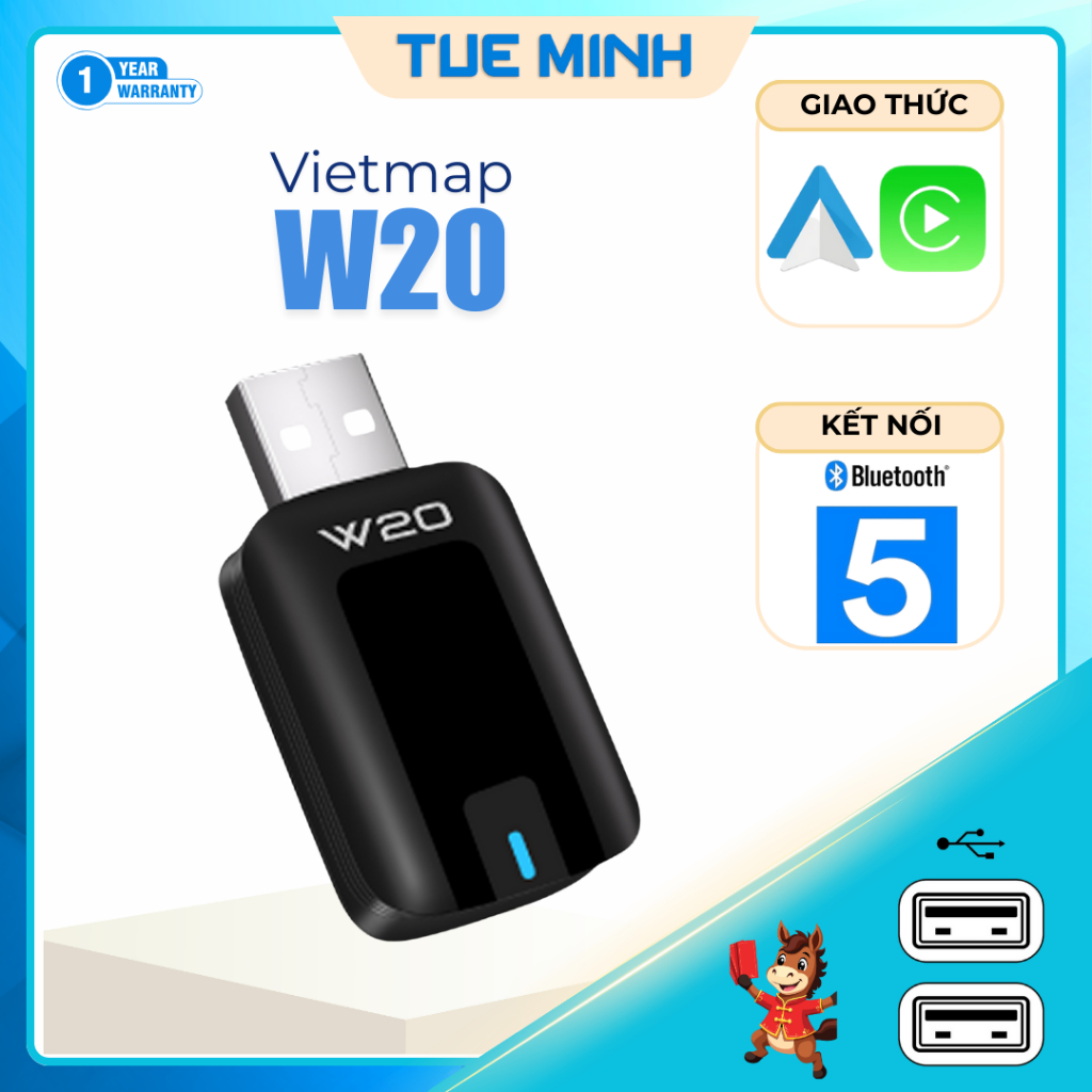 Thiết bị chuyển đổi Carplay Android Auto không dây Vietmap W20