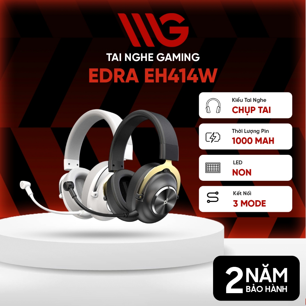 Tai Nghe Gaming Không Dây EDRA EH414W Black / White - Mới - Chính Hãng Bảo Hành 24 Tháng