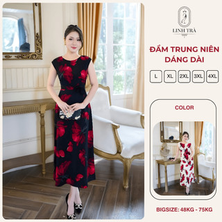 Đầm Nữ [Linh Trà] (3582) Đầm Trung Niên Cho Mẹ Thiết Kế Trang Nhã Phù Hợp Dự Tiệc