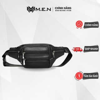 Túi đeo bụng bao tử da loại 1 thời trang hàn quốc den - nâu 6 ngăn SS12