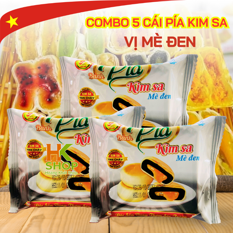 Combo 5 Cái Bánh Pía KIM SA MÈ ĐEN Trứng Chảy 40g, Bánh Pía Kim Sa Hải Sơn, Pía Kim Sa Mini