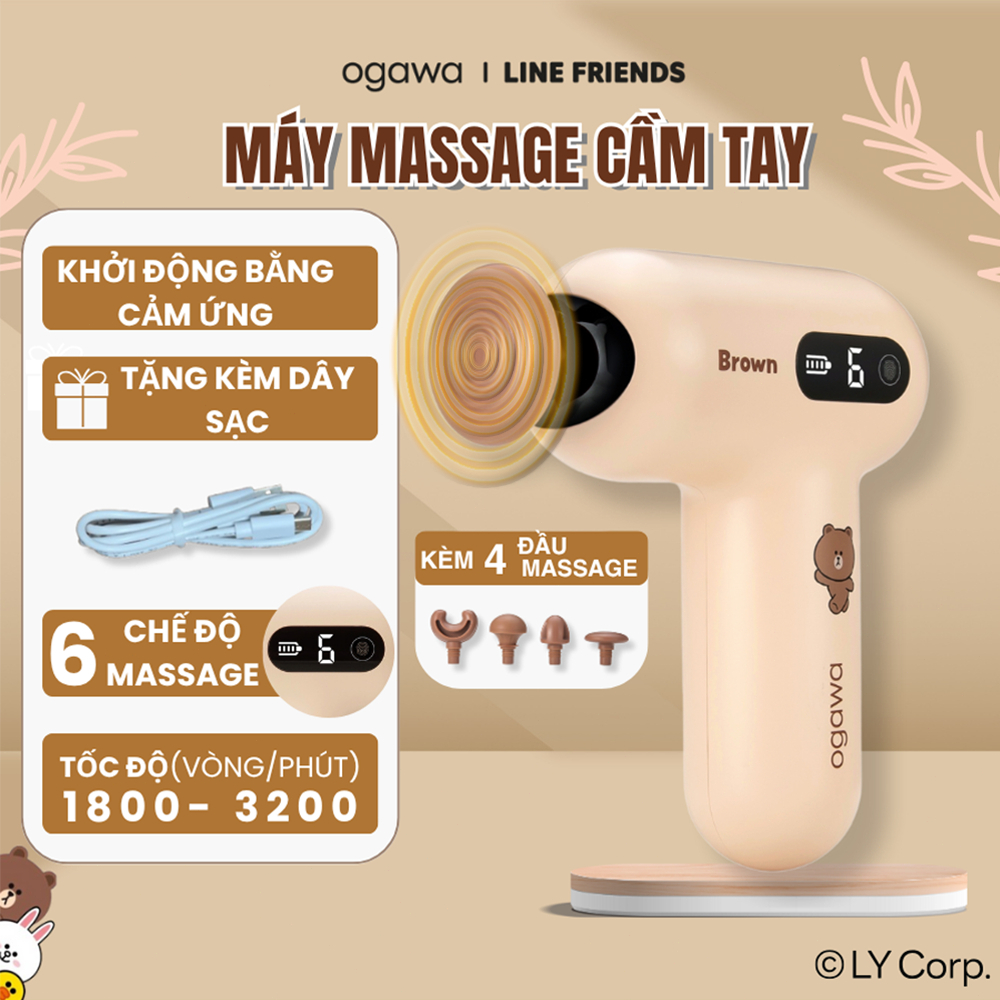 Máy massage cầm tay mini OGAWA LINE FRIENDS cảm ứng màn hình led cao cấp giảm đau nhức cổ vai gáy to
