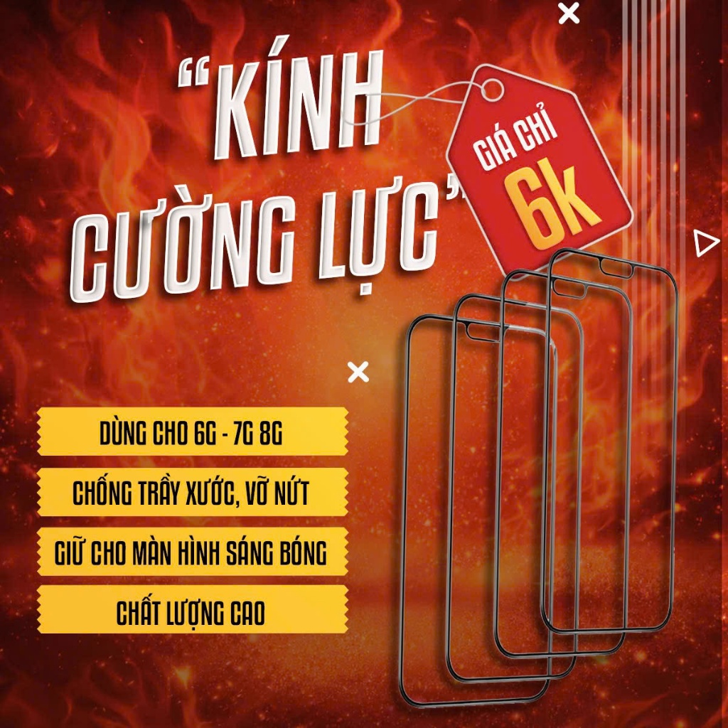 Miếng Dán Cường Lực Bảo Vệ Màn Hình 6G / 6S / 6 Plus / 6S Plus / 7 / 7 Plus / 8 / 8 Plus