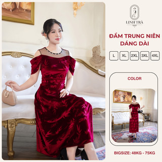Đầm Nữ [Linh Trà] (VIP 23) Đầm Dự Tiệc Cao Cấp, Đầm Bigsize Cho Các Mẹ Trung Niên