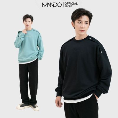 Áo Sweater Nỉ Nam MANDO Phối Cúc Vai Chất Liệu Nỉ Chân Cua Dày Dặn, Form Rộng Unisex Phong Cách Hàn Quốc SWT011