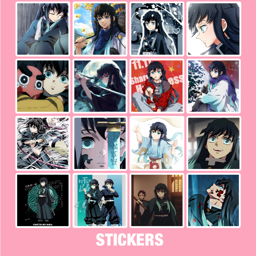 48-96 sticker Muichiro Hà trụ vuông 4x4cm hình dán cắt sẵn không trùng Kimetsu no Yaiba