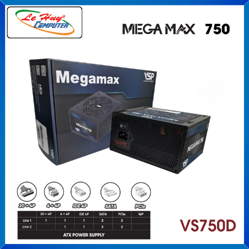 Nguồn Máy Tính ATX VSP MEGAMAX VS750D - 750W - Hàng Chính Hãng