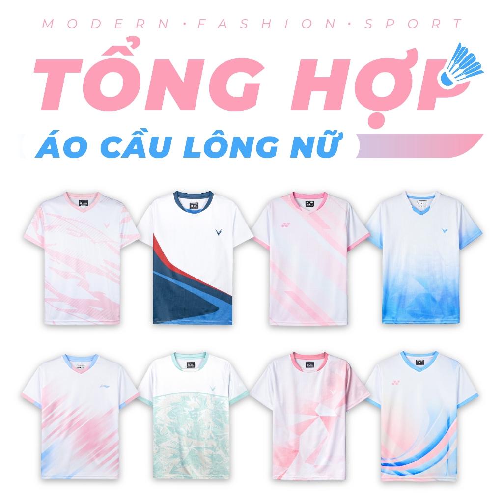 TỔNG HỢP Áo Cầu Lông Nữ, Áo Thun Thể Thao Form Nữ, Vải Poly Ánh Kim Thời Trang, Áo Cầu Lông Form Nữ