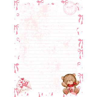Set 10 tờ Giấy viết thư Valentine Bear Love