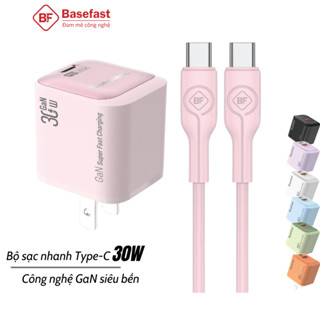 Bộ sạc nhanh Type C 30W Basefast Combo củ sạc GaN kèm dây C to C siêu bền cho Phone 15 16 samsung .. 