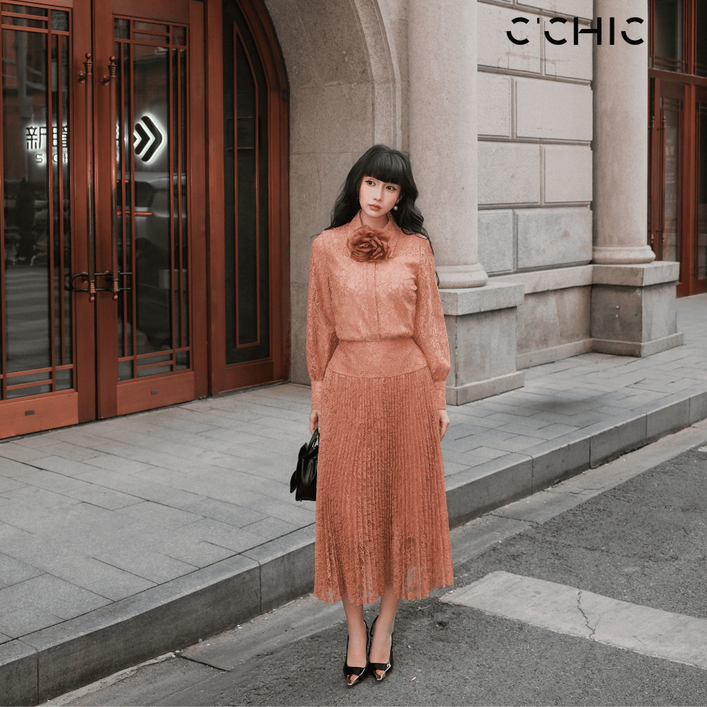 Sơ Mi Ren Hoa Cam Đất CLASSIC C'CHIC