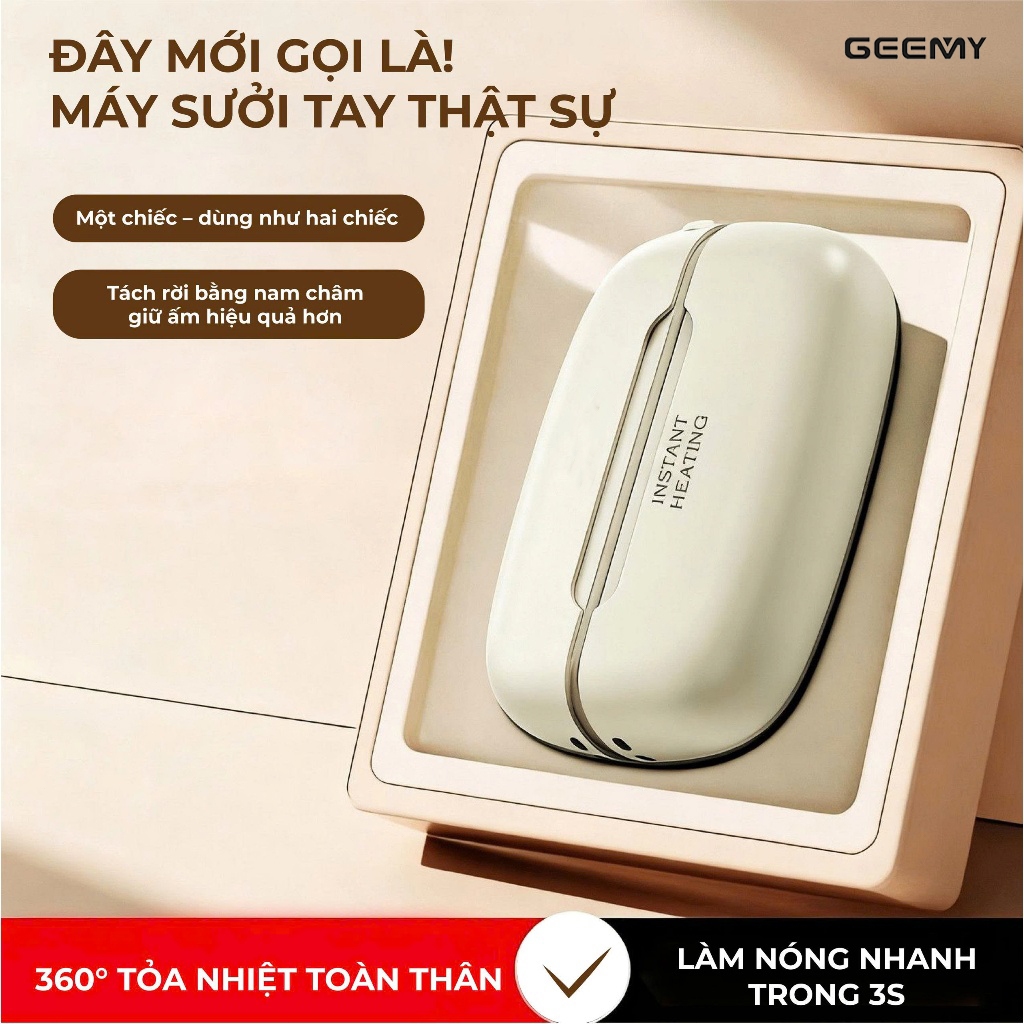 Máy Sưởi Mini Cầm Tay Từ Tính Máy Sưởi Tay Công Nghệ NTC Làm Nóng Nhanh, Bảo Hành 12