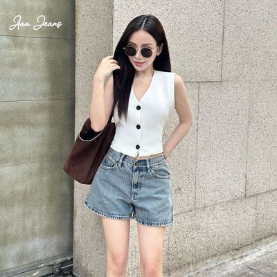 Aaa Jeans - Quần Short Bò Nữ Lưng Vừa Classic Cut Màu Vintage Blue