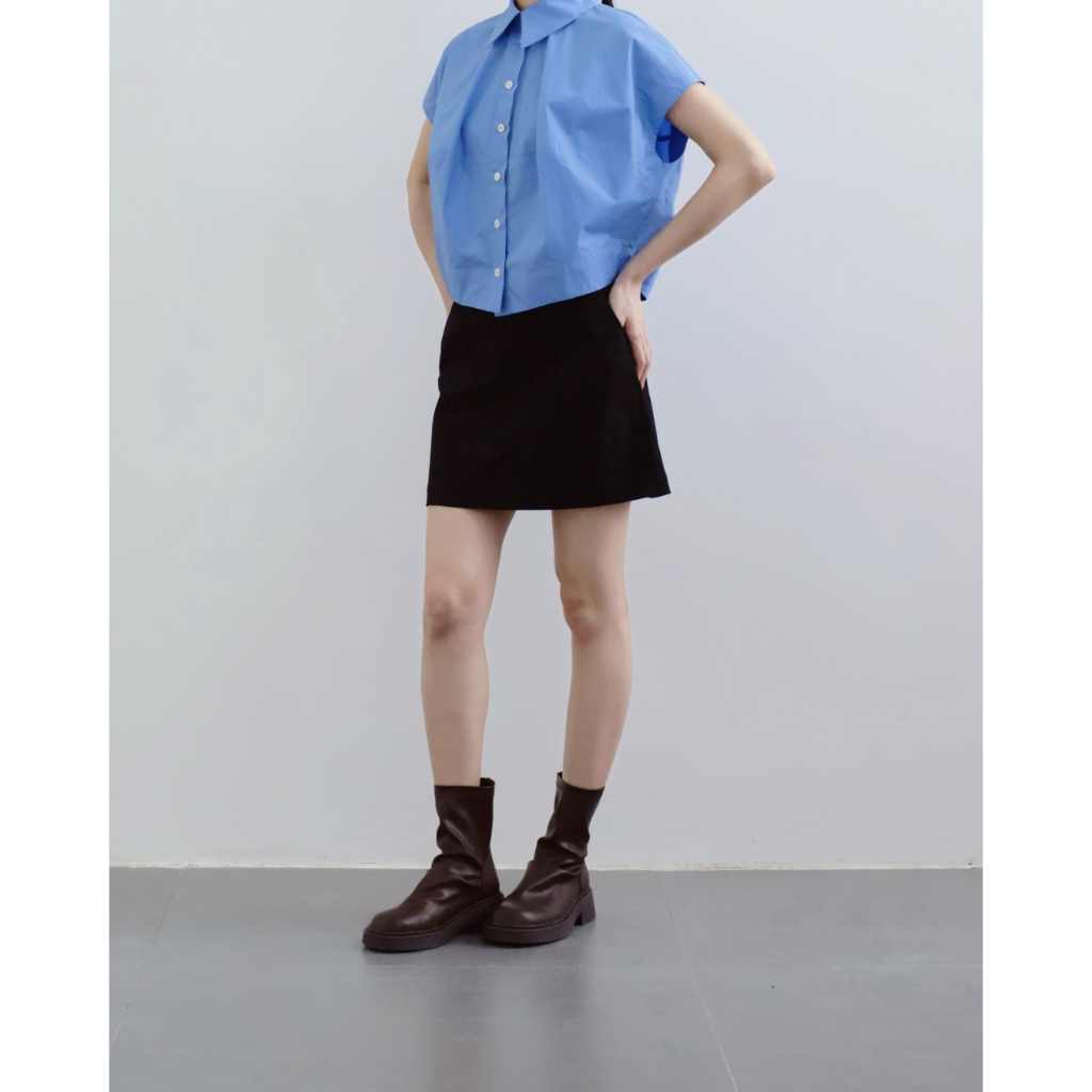 IVORYA - Chân Váy Chữ A Ngắn Trên Gối Màu Đen  - SK9776