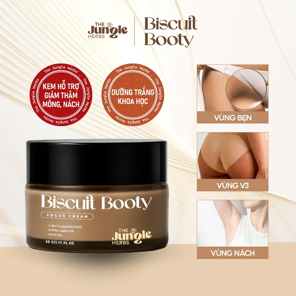 Kem giảm thâm mông, nách, bẹn, giảm mụn, giảm sần, dưỡng da mềm mịn Biscuit Booty - The Jungle Herbs
