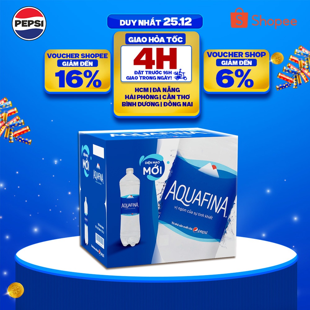   HỎA TỐC  Thùng 12 Chai Nước tinh khiết Aquafina  1.5L chai  