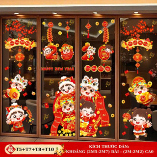   NHIỀU MẪU Tranh Decal Tết 2026 Dán Kính – Trang Trí Tết TĨNH ĐIỆN KHÔNG KEO Dán Cửa Kính Đẹp 