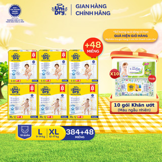   Siêu khô thoáng  Combo 6 Tã quần UniDry Siêu khô thoáng gói Super Jumbo mới size M76 L68 XL60 XXL54 + 8 miếng 