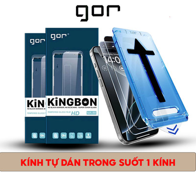 Kính Cường Lực Trong Suốt Tự Dán Không Viền Đen Chính Hãng GOR Dùng Cho IP-Phủ Nano Siêu Mượt