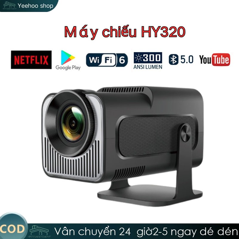 Máy chiếu Mini HY320 Mini Android 11Full HD 1080P WiFi6 Bluetooth 4K xem YouTube Netflix Kết Nối điện thoại ipd Laptop