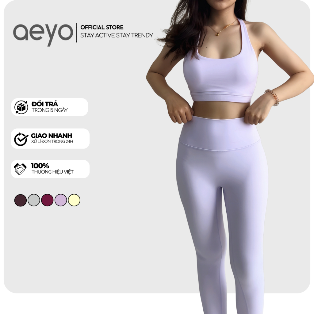 Set đồ tập gym yoga pilates nữ Crossback ver.2 aeyo - bộ đồ thể thao tập gym yoga pilates quần cạp c