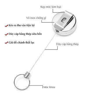 Móc khóa dây rút kim loại kéo dài 60cm