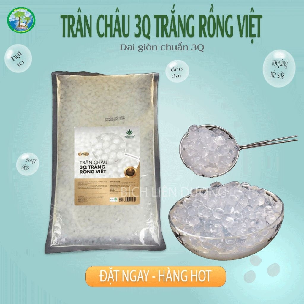 ( túi 2 kg)Trân Châu Trắng 3Q Rồng Việt – Hạt To Dai Giòn Chuẩn 3Q, Topping Trà Sữa Trong Đẹp -  Kai