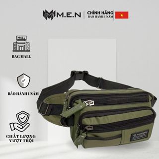Túi đeo bụng cao cấp 6 ngăn ĐB84 cao cấp 2 màu rêu - đen vải dày dặn [SẢN PHẨM MỚI]