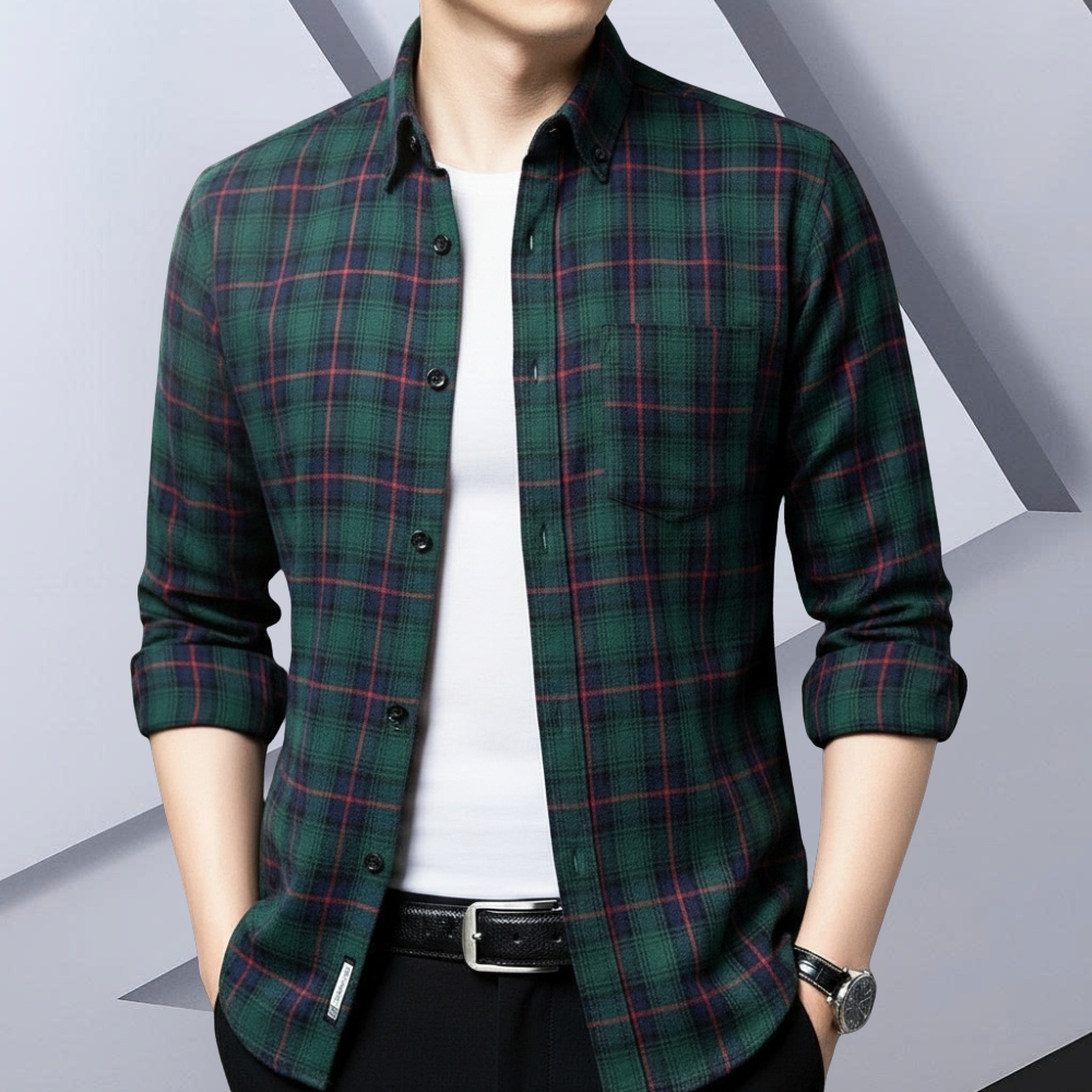 Áo sơ mi nam kẻ caro phong cách Hàn Quốc - KB02