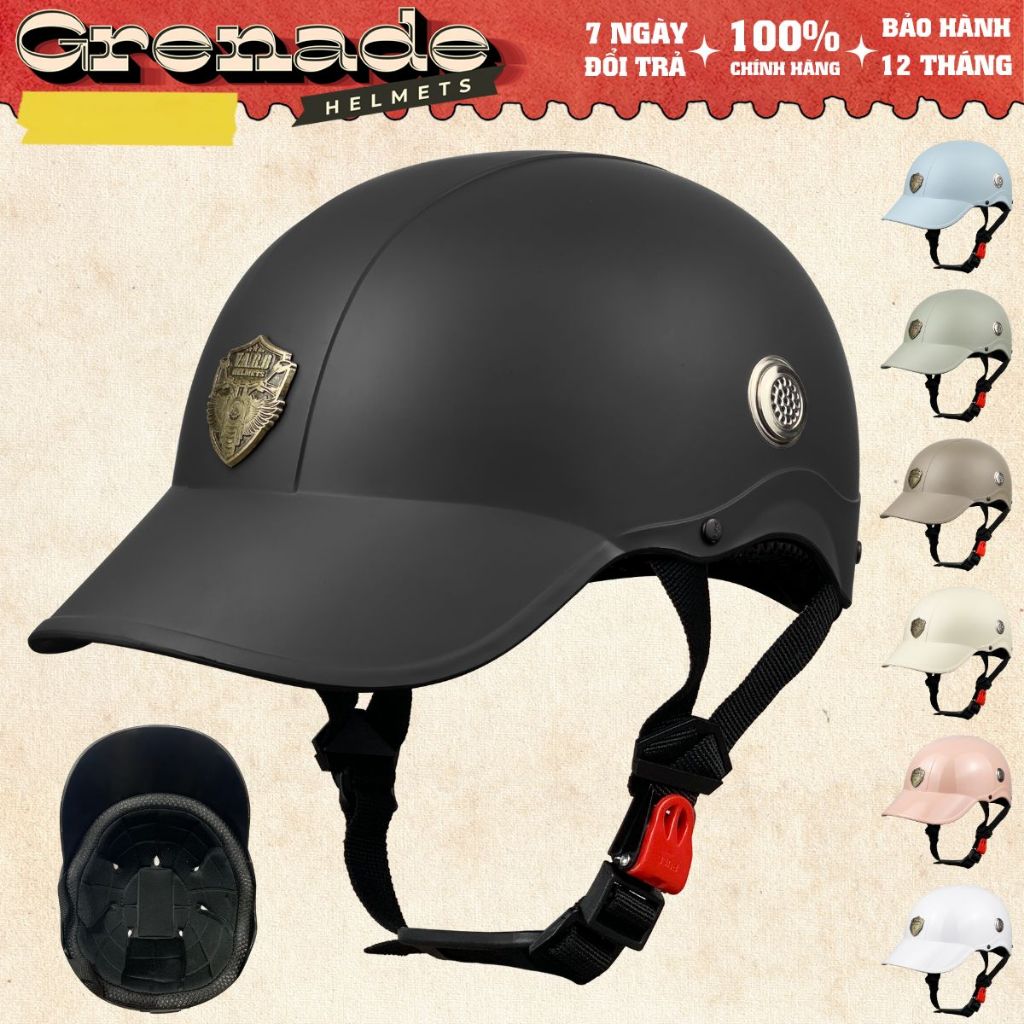 Mũ Bảo Hiểm Nửa Đầu Lưỡi Trai -  Nón Kết Mỏ Cứng Varohelmet (FreeSize 54-59cm) - Bảo Hành 12 Tháng