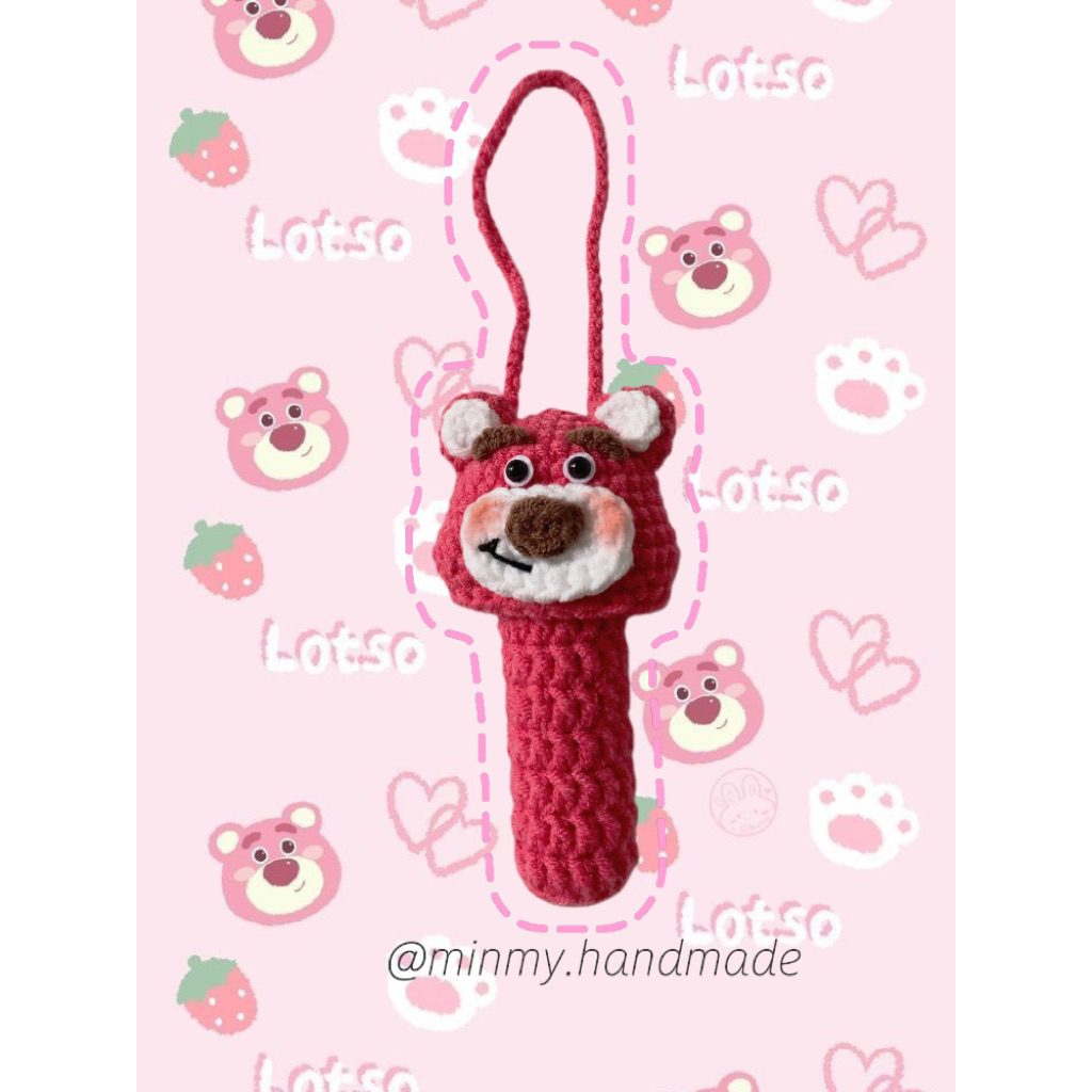 Túi đựng son gấu dâu lotso len handmade/crochet lotso bear lipstick holder handmade