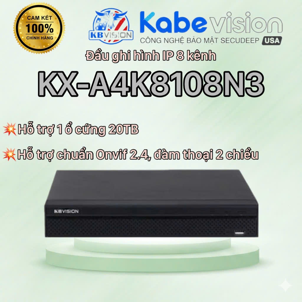 Đầu ghi hình camera IP 8 kênh KBVISION KX-A4K8108N3 - KHÔNG KÈM Ổ CỨNG