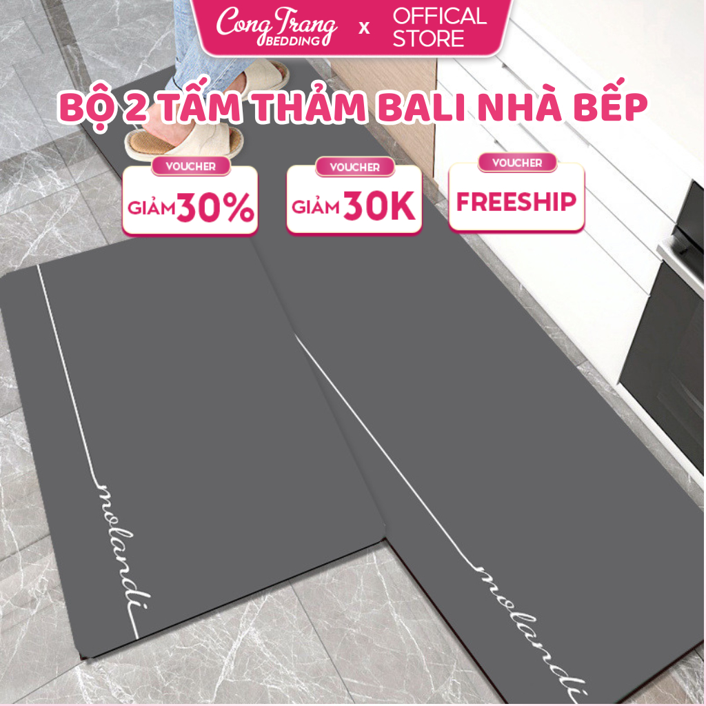 Thảm Nỉ, Thảm lau chân nhà Bếp bali 100 mẫu mới 2025 chùi chân trải sàn phòng khách phòng tắm 3d chống trượt đế cao su