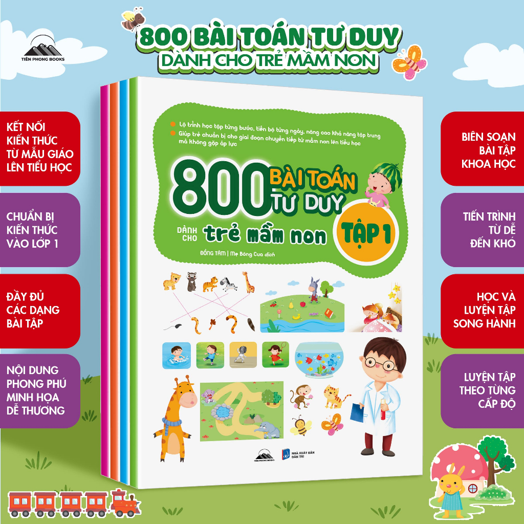 Combo Bộ Sách – 800 Bài Toán Tư Duy Cho Trẻ Mầm Non: Giúp Bé Phát Triển Tư Duy Toán Học Toàn Diện