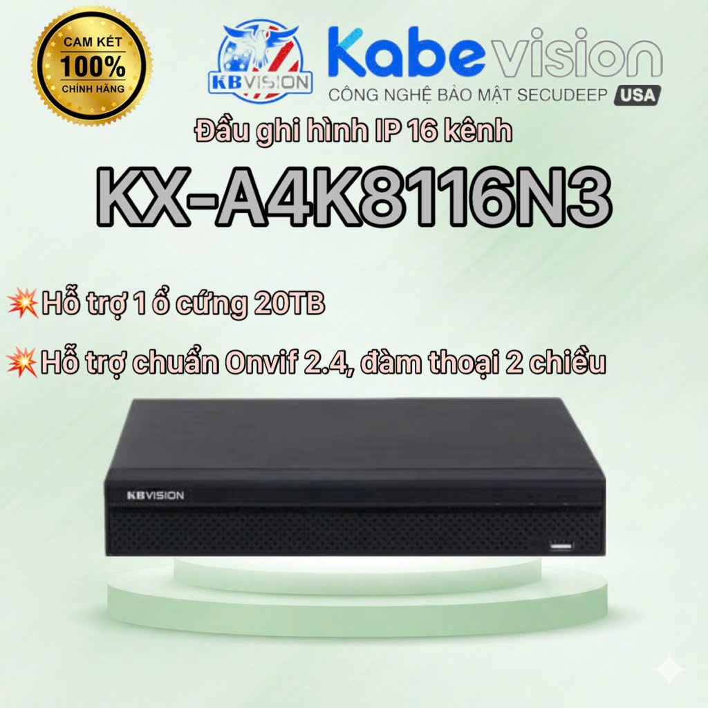 Đầu ghi hình camera IP 16 kênh KBVISION KX-A4K8116N3 - KHÔNG KÈM Ổ CỨNG