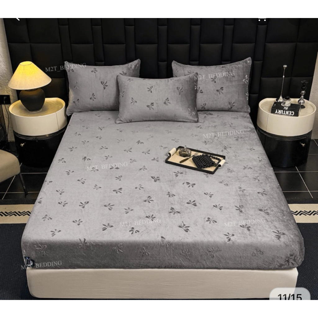 Ga giường và vỏ gối nỉ nhung LUXURY M2T BEDDING 1m6x2m