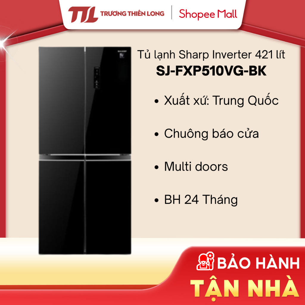 Tủ Lạnh Sharp Inverter 421 Lít SJ-FXP510VG-BK [FREESHIP HCM]