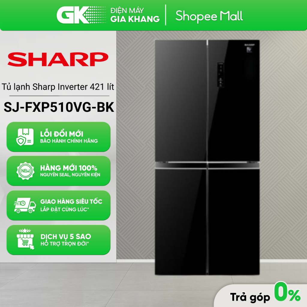 Tủ Lạnh Sharp Inverter 421 Lít SJ-FXP510VG-BK [Freeship HCM]