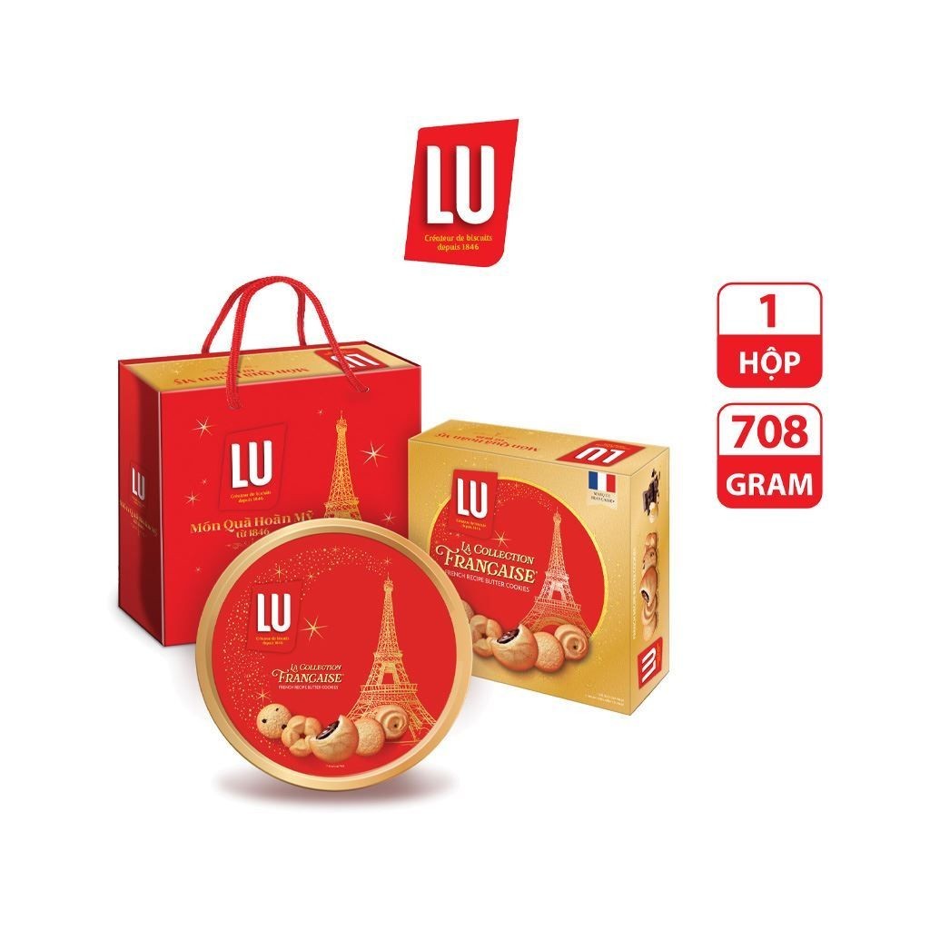 Hộp quà Tết Bánh Cookies Bơ LU Hộp Thiếc 708G/540G/310G/180G